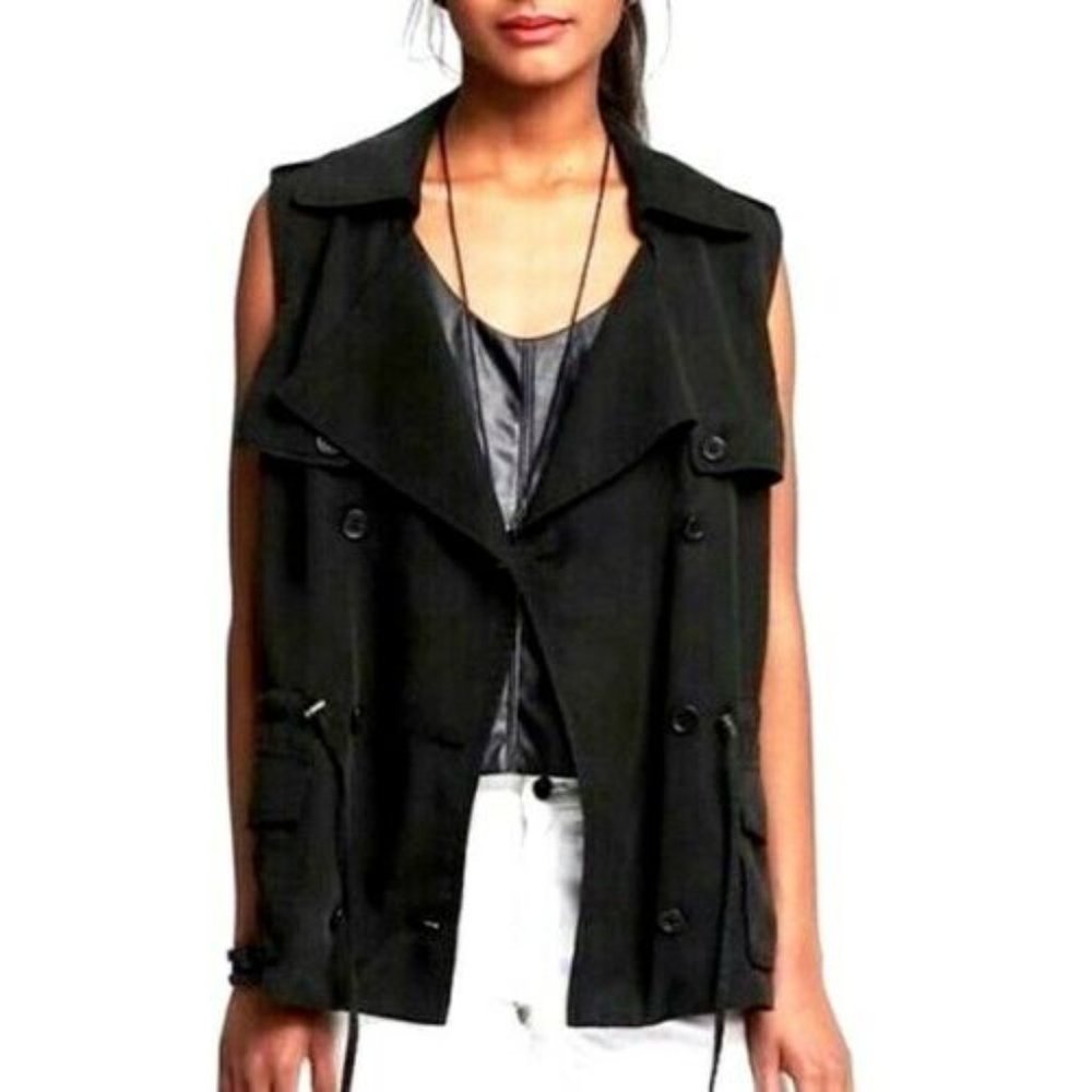 Banana Republic Lyocell safari style oversized cinch waist long vest top